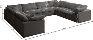 Plush Velvet / Down / Engineered Wood / Foam Contemporary Grey Velvet Standard Cloud-Like Comfort Modular Sectional - 140" W x 105" D x 32" H