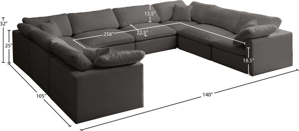 Plush Velvet / Down / Engineered Wood / Foam Contemporary Grey Velvet Standard Cloud-Like Comfort Modular Sectional - 140" W x 105" D x 32" H