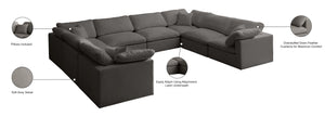 Plush Velvet / Down / Engineered Wood / Foam Contemporary Grey Velvet Standard Cloud-Like Comfort Modular Sectional - 140" W x 105" D x 32" H
