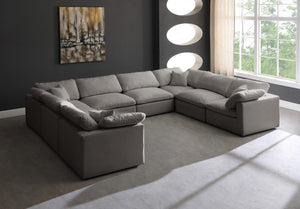 Plush Velvet / Down / Engineered Wood / Foam Contemporary Grey Velvet Standard Cloud-Like Comfort Modular Sectional - 140" W x 105" D x 32" H