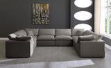 Plush Velvet / Down / Engineered Wood / Foam Contemporary Grey Velvet Standard Cloud-Like Comfort Modular Sectional - 140" W x 105" D x 32" H