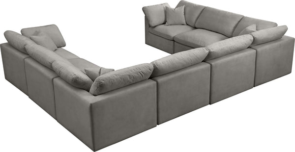 Plush Velvet / Down / Engineered Wood / Foam Contemporary Grey Velvet Standard Cloud-Like Comfort Modular Sectional - 140" W x 105" D x 32" H