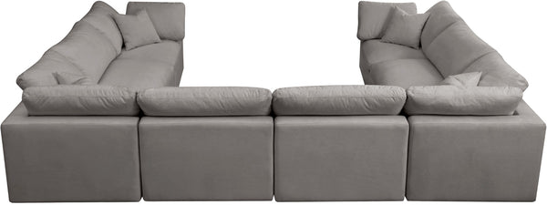 Plush Velvet / Down / Engineered Wood / Foam Contemporary Grey Velvet Standard Cloud-Like Comfort Modular Sectional - 140" W x 105" D x 32" H