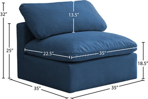 Plush Velvet / Down / Engineered Wood / Foam Contemporary Navy Velvet Standard Cloud-Like Comfort Modular Armless Chair - 35" W x 35" D x 32" H
