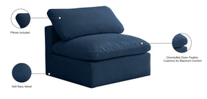 Plush Velvet / Down / Engineered Wood / Foam Contemporary Navy Velvet Standard Cloud-Like Comfort Modular Armless Chair - 35" W x 35" D x 32" H