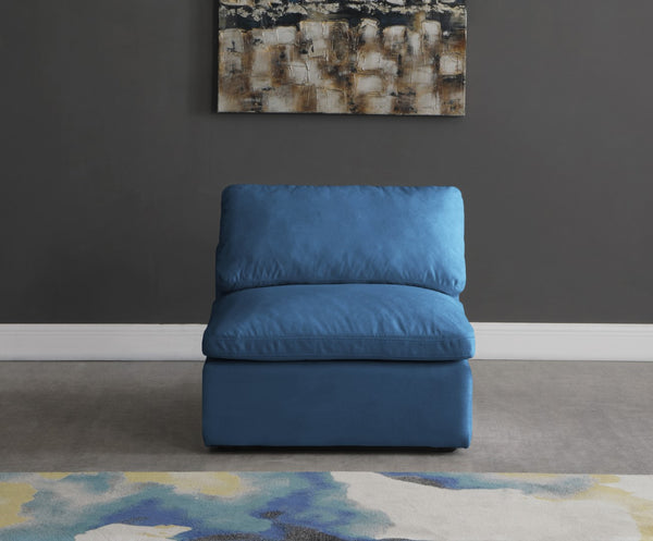 Plush Velvet / Down / Engineered Wood / Foam Contemporary Navy Velvet Standard Cloud-Like Comfort Modular Armless Chair - 35" W x 35" D x 32" H