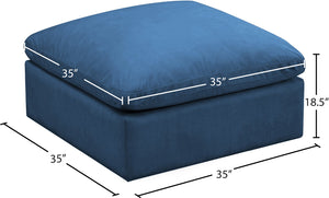 Plush Velvet / Down / Engineered Wood / Foam Contemporary Navy Velvet Standard Cloud-Like Comfort Modular Ottoman - 35" W x 35" D x 18.5" H