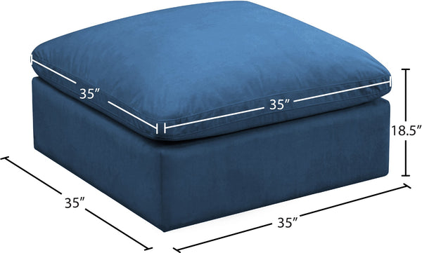 Plush Velvet / Down / Engineered Wood / Foam Contemporary Navy Velvet Standard Cloud-Like Comfort Modular Ottoman - 35" W x 35" D x 18.5" H