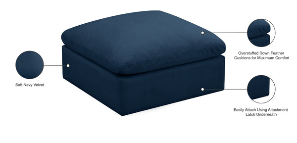 Plush Velvet / Down / Engineered Wood / Foam Contemporary Navy Velvet Standard Cloud-Like Comfort Modular Ottoman - 35" W x 35" D x 18.5" H