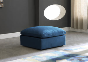 Plush Velvet / Down / Engineered Wood / Foam Contemporary Navy Velvet Standard Cloud-Like Comfort Modular Ottoman - 35" W x 35" D x 18.5" H