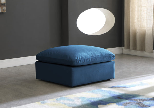 Plush Velvet / Down / Engineered Wood / Foam Contemporary Navy Velvet Standard Cloud-Like Comfort Modular Ottoman - 35" W x 35" D x 18.5" H