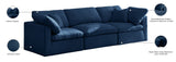 Plush Velvet / Down / Engineered Wood / Foam Contemporary Navy Velvet Standard Cloud-Like Comfort Modular Sofa - 105" W x 35" D x 32" H