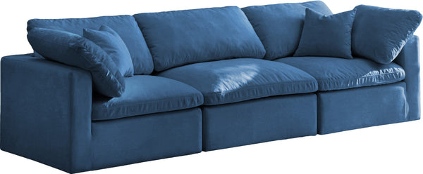 Plush Velvet / Down / Engineered Wood / Foam Contemporary Navy Velvet Standard Cloud-Like Comfort Modular Sofa - 105" W x 35" D x 32" H