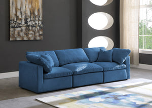 Plush Velvet / Down / Engineered Wood / Foam Contemporary Navy Velvet Standard Cloud-Like Comfort Modular Sofa - 105" W x 35" D x 32" H