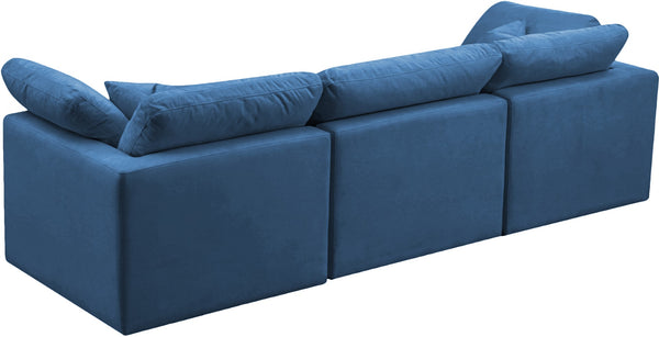 Plush Velvet / Down / Engineered Wood / Foam Contemporary Navy Velvet Standard Cloud-Like Comfort Modular Sofa - 105" W x 35" D x 32" H
