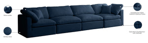 Plush Velvet / Down / Engineered Wood / Foam Contemporary Navy Velvet Standard Cloud-Like Comfort Modular Sofa - 140" W x 35" D x 32" H