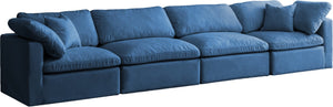 Plush Velvet / Down / Engineered Wood / Foam Contemporary Navy Velvet Standard Cloud-Like Comfort Modular Sofa - 140" W x 35" D x 32" H
