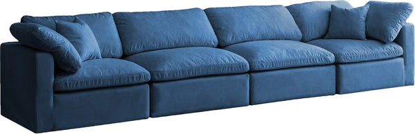 Plush Velvet / Down / Engineered Wood / Foam Contemporary Navy Velvet Standard Cloud-Like Comfort Modular Sofa - 140" W x 35" D x 32" H