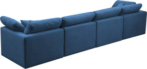 Plush Velvet / Down / Engineered Wood / Foam Contemporary Navy Velvet Standard Cloud-Like Comfort Modular Sofa - 140" W x 35" D x 32" H