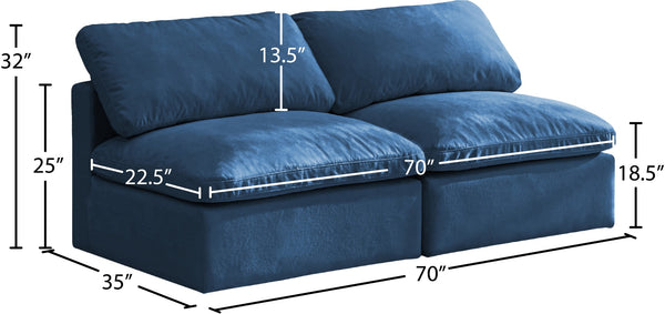 Plush Velvet / Down / Engineered Wood / Foam Contemporary Navy Velvet Standard Cloud-Like Comfort Modular Sofa - 70" W x 35" D x 32" H