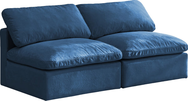 Plush Velvet / Down / Engineered Wood / Foam Contemporary Navy Velvet Standard Cloud-Like Comfort Modular Sofa - 70" W x 35" D x 32" H