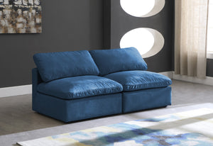 Plush Velvet / Down / Engineered Wood / Foam Contemporary Navy Velvet Standard Cloud-Like Comfort Modular Sofa - 70" W x 35" D x 32" H