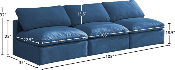 Plush Velvet / Down / Engineered Wood / Foam Contemporary Navy Velvet Standard Cloud-Like Comfort Modular Sofa - 105" W x 35" D x 32" H