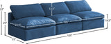 Plush Velvet / Down / Engineered Wood / Foam Contemporary Navy Velvet Standard Cloud-Like Comfort Modular Sofa - 105" W x 35" D x 32" H