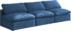 Plush Velvet / Down / Engineered Wood / Foam Contemporary Navy Velvet Standard Cloud-Like Comfort Modular Sofa - 105" W x 35" D x 32" H