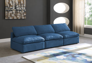 Plush Velvet / Down / Engineered Wood / Foam Contemporary Navy Velvet Standard Cloud-Like Comfort Modular Sofa - 105" W x 35" D x 32" H