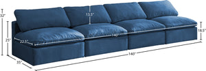 Plush Velvet / Down / Engineered Wood / Foam Contemporary Navy Velvet Standard Cloud-Like Comfort Modular Sofa - 140" W x 35" D x 32" H