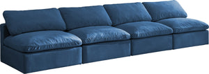 Plush Velvet / Down / Engineered Wood / Foam Contemporary Navy Velvet Standard Cloud-Like Comfort Modular Sofa - 140" W x 35" D x 32" H