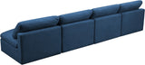 Plush Velvet / Down / Engineered Wood / Foam Contemporary Navy Velvet Standard Cloud-Like Comfort Modular Sofa - 140" W x 35" D x 32" H