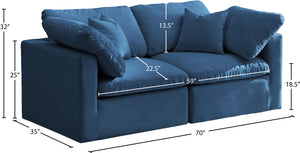 Plush Velvet / Down / Engineered Wood / Foam Contemporary Navy Velvet Standard Cloud-Like Comfort Modular Sofa - 70" W x 35" D x 32" H