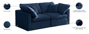 Plush Velvet / Down / Engineered Wood / Foam Contemporary Navy Velvet Standard Cloud-Like Comfort Modular Sofa - 70" W x 35" D x 32" H