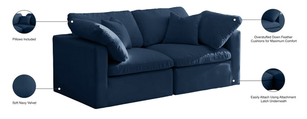 Plush Velvet / Down / Engineered Wood / Foam Contemporary Navy Velvet Standard Cloud-Like Comfort Modular Sofa - 70" W x 35" D x 32" H
