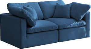 Plush Velvet / Down / Engineered Wood / Foam Contemporary Navy Velvet Standard Cloud-Like Comfort Modular Sofa - 70" W x 35" D x 32" H
