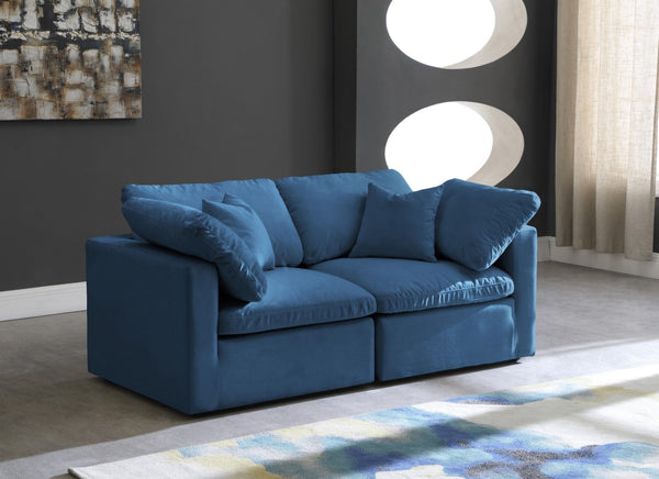 Plush Velvet / Down / Engineered Wood / Foam Contemporary Navy Velvet Standard Cloud-Like Comfort Modular Sofa - 70" W x 35" D x 32" H