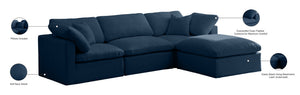 Plush Velvet / Down / Engineered Wood / Foam Contemporary Navy Velvet Standard Cloud-Like Comfort Modular Sectional - 105" W x 70" D x 32" H