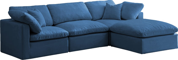 Plush Velvet / Down / Engineered Wood / Foam Contemporary Navy Velvet Standard Cloud-Like Comfort Modular Sectional - 105" W x 70" D x 32" H