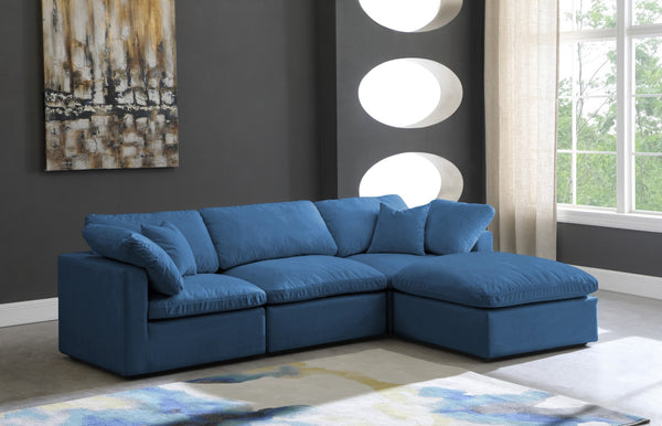 Plush Velvet / Down / Engineered Wood / Foam Contemporary Navy Velvet Standard Cloud-Like Comfort Modular Sectional - 105" W x 70" D x 32" H