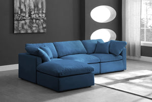 Plush Velvet / Down / Engineered Wood / Foam Contemporary Navy Velvet Standard Cloud-Like Comfort Modular Sectional - 105" W x 70" D x 32" H