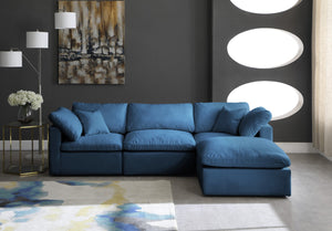 Plush Velvet / Down / Engineered Wood / Foam Contemporary Navy Velvet Standard Cloud-Like Comfort Modular Sectional - 105" W x 70" D x 32" H