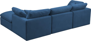 Plush Velvet / Down / Engineered Wood / Foam Contemporary Navy Velvet Standard Cloud-Like Comfort Modular Sectional - 105" W x 70" D x 32" H