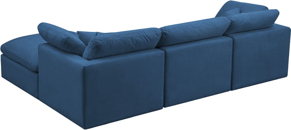 Plush Velvet / Down / Engineered Wood / Foam Contemporary Navy Velvet Standard Cloud-Like Comfort Modular Sectional - 105" W x 70" D x 32" H