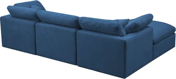 Plush Velvet / Down / Engineered Wood / Foam Contemporary Navy Velvet Standard Cloud-Like Comfort Modular Sectional - 105" W x 70" D x 32" H