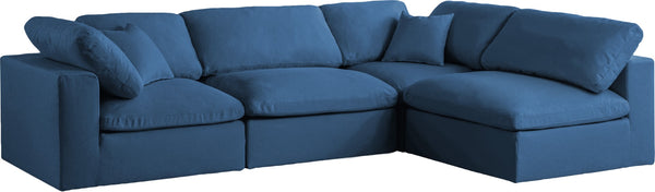 Plush Velvet / Down / Engineered Wood / Foam Contemporary Navy Velvet Standard Cloud-Like Comfort Modular Sectional - 105" W x 70" D x 32" H