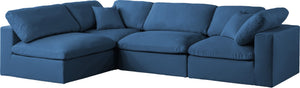 Plush Velvet / Down / Engineered Wood / Foam Contemporary Navy Velvet Standard Cloud-Like Comfort Modular Sectional - 105" W x 70" D x 32" H