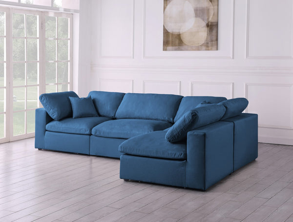 Plush Velvet / Down / Engineered Wood / Foam Contemporary Navy Velvet Standard Cloud-Like Comfort Modular Sectional - 105" W x 70" D x 32" H