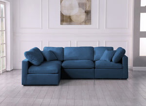 Plush Velvet / Down / Engineered Wood / Foam Contemporary Navy Velvet Standard Cloud-Like Comfort Modular Sectional - 105" W x 70" D x 32" H